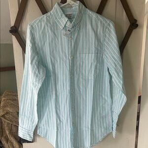 J. Crew Light Blue and White Striped Casual Shirt